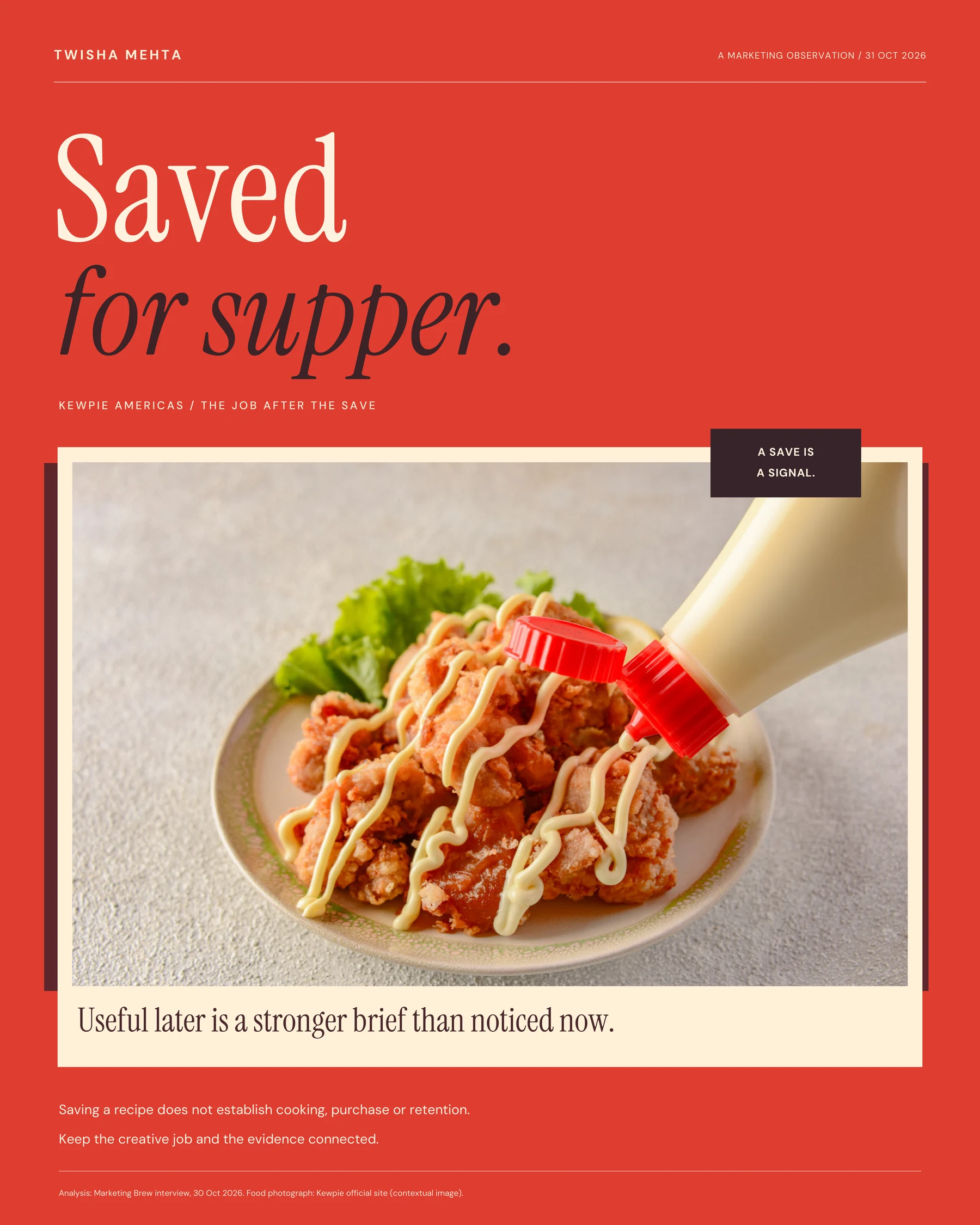 Saved for supper. / LinkedIn Post