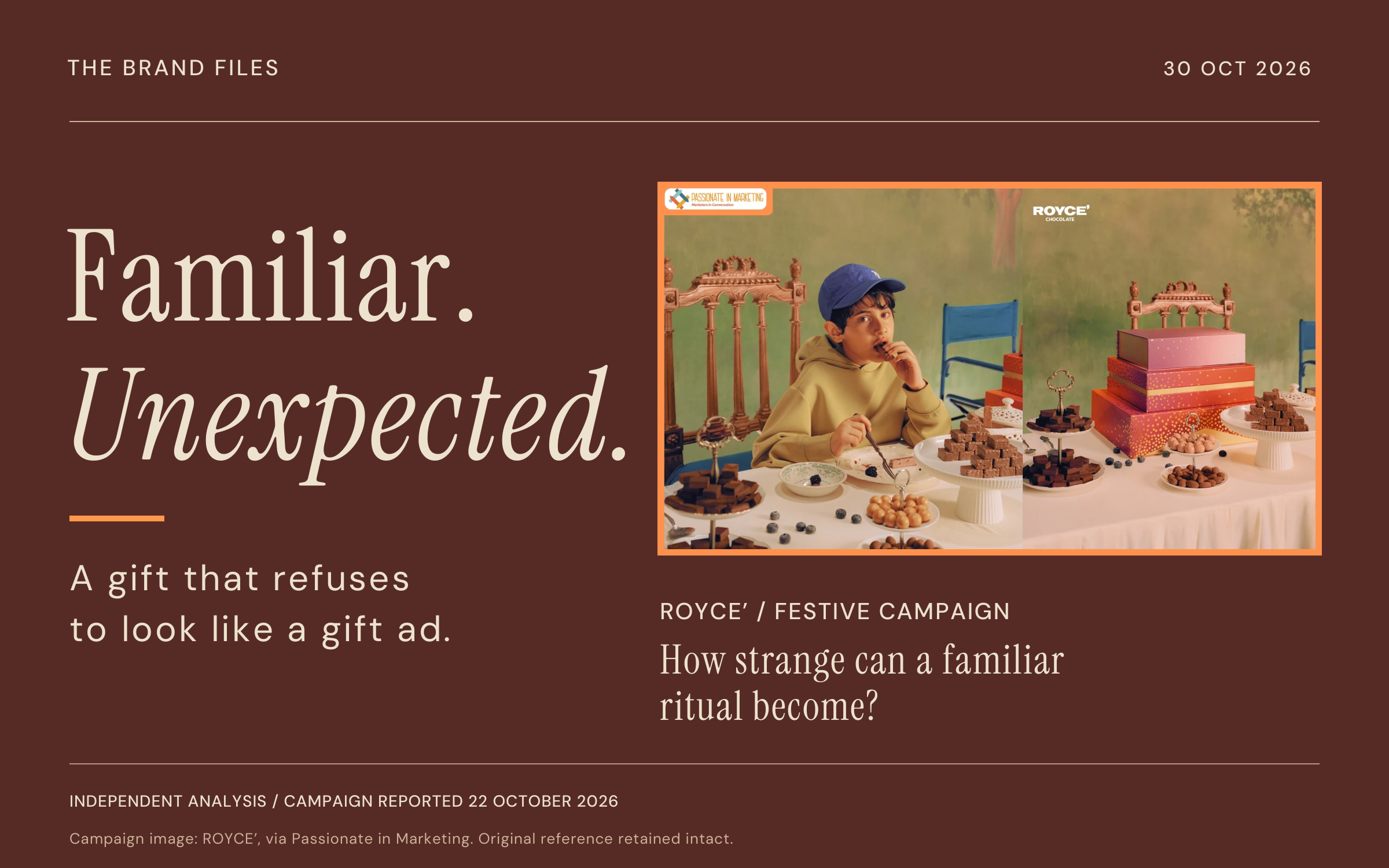 A gift that refuses to look like a gift ad — editorial feature